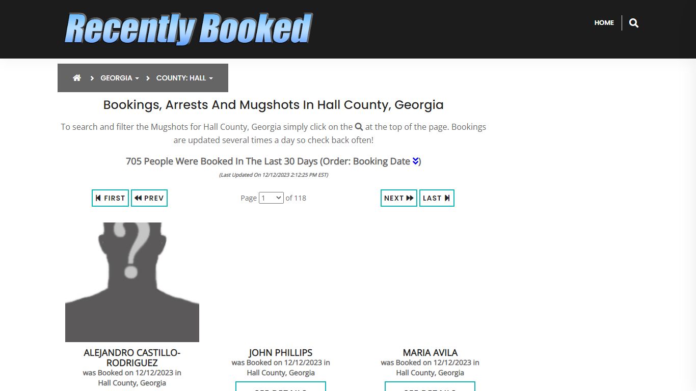 Recent bookings, Arrests, Mugshots in Hall County, Georgia